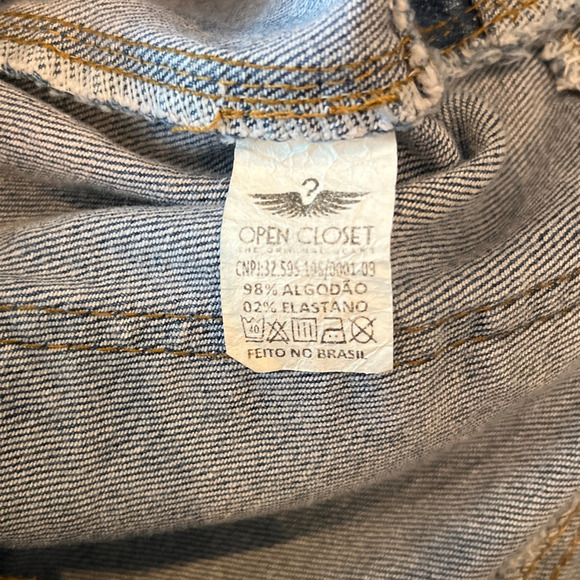 Y2K High Rise Distressed Slash Peek A Boo Pockets Denim Shorts 40 (US 8 -10) 90s - Picture 10 of 11